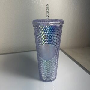 Starbucks 24 oz Studded Tumbler Purple Iridescent Cold Cup‎ with Straw